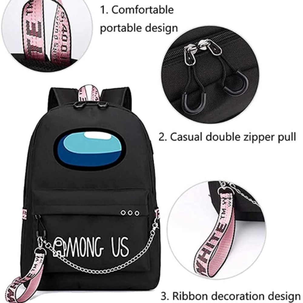 Among-Us Black Unisex Backpack - Picture 6 of 11